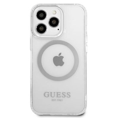 3. Etui Guess Metal Outline MagSafe na iPhone 13 Pro / iPhone 13 - srebrne