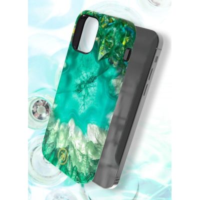 6. Kingxbar Agate Series eleganckie etui pokrowiec z nadrukiem agat iPhone 12 mini czerwony