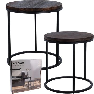 ZESTAW STOLIKÓW KAWOWYCH 2W1 BLAT DREWNIANY 38/43CM