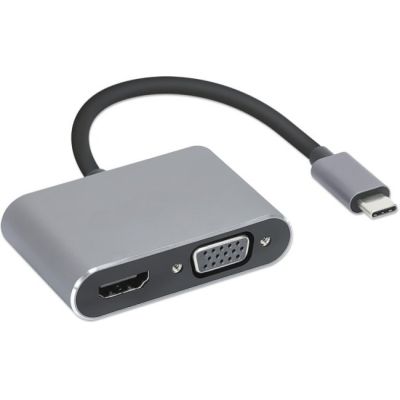 3. Hub USB Typ-C 4w1 USB 3.0 + PD 100W + HDMK 4k30Hz + VGA FullHD