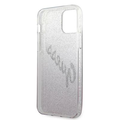 7. Etui Guess Glitter Gradient Script na iPhone 12 Pro Max - różowe