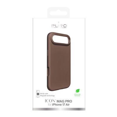 2. Etui silikonowe Puro Icon Mag Pro Liquid Silicone na iPhone 17 Air kompatybilne z MagSafe, z ochroną aparatu i aluminiowymi przyciskami - brązowe