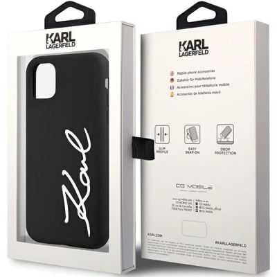 8. Etui Karl Lagerfeld Silicone Signature na iPhone 11 / Xr - czarne