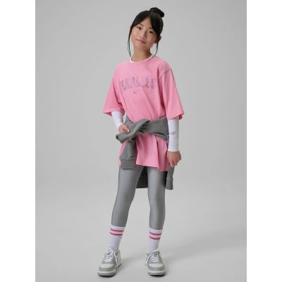 6. T-shirt loose z nadrukiem dziewczęcy 4F 4FJRSS26TTSHF3453-56S