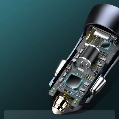17. Baseus Golden Contactor Pro szybka ładowarka samochodowa 2x USB 40 W Quick Charge SCP FCP AFC + kabel USB - USB Typ C szary (TZCCJD-A0G)