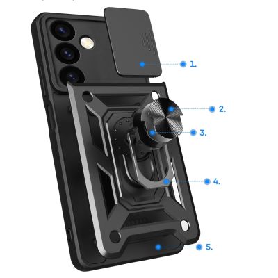 3. Etui Hybrid Armor Camshield do Samsung Galaxy S24+ pancerne z osłoną na aparat - czarne