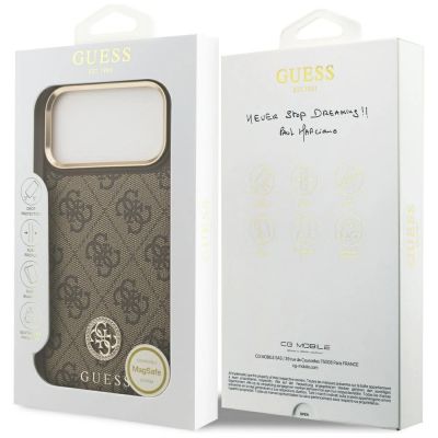 8. Etui Guess 4G Strass Logo MagSafe na iPhone 17 Pro Max - brązowe