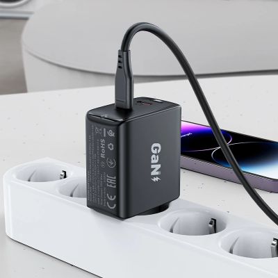 7. Szybka ładowarka sieciowa GaN 35W PD 2x USB C Acefast A49 - czarna