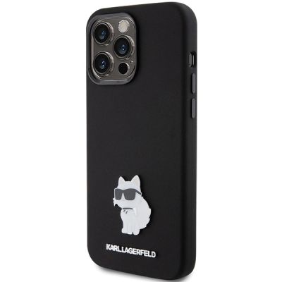 2. Etui Karl Lagerfeld Silicone Choupette Metal Pin na iPhone 15 Pro Max - czarne