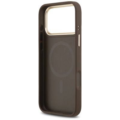 7. Etui Guess 4G Stripe MagSafe na iPhone 17 Pro Max - brązowe