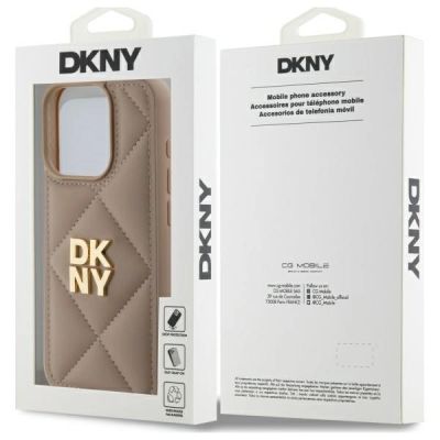 8. Etui DKNY Quilted Stack Logo na iPhone 15 Pro - beżowe