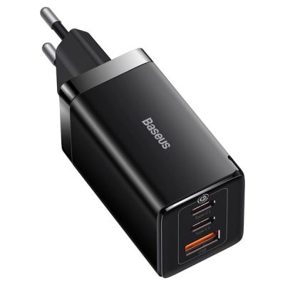 2. Szybka ładowarka sieciowa GaN 2xUSB C 1xUSB 65W Baseus GaN5 Pro + kabel USB C - USB C 100W - czarna