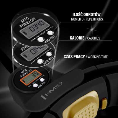 11. Zestaw Hula Hop Magnetyczny Black/Gold HHM13 z Licznikiem HMS + Pas Wyszczupłający BR163 Black