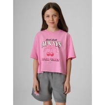 T-shirt boxy z nadrukiem dziewczęcy 4F 4FJRAW26TTSHF4239-56S