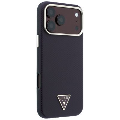 4. Etui Guess Kevlar Triangle Logo MagSafe na iPhone 17 Pro Max / 18 Pro Max - burgundowe
