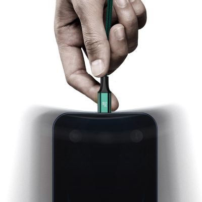 11. Kabel Baseus Rapid Series 3w1 USB-C - USB-C / Lightning / micro USB 20W PD 1.5m - zielony