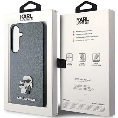 8. Etui Karl Lagerfeld Saffiano Karl&Choupette Metal Pin na Samsung Galaxy S24 - szare