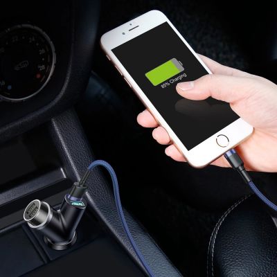 7. Baseus Y Type Car Charger ładowarka samochodowa 2x USB + gniazdo zapalniczki 3.4A czarny (CCALL-YX01)