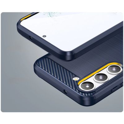 8. Carbon Case etui Samsung Galaxy S23+ elastyczny silikonowy karbonowy pokrowiec niebieskie