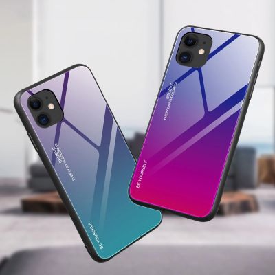 5. Gradient Glass etui pokrowiec nakładka ze szkła hartowanego iPhone 12 mini czarno-czerwony