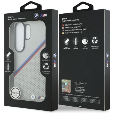 8. Etui BMW Tricolor Metal Logo MagSafe na Samsung Galaxy S26 Ultra - szare