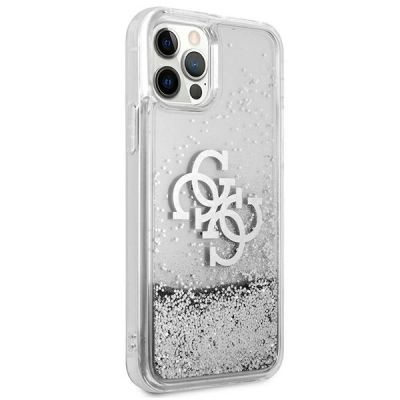 4. Etui Guess 4G Big Liquid Glitter na iPhone 12 Pro Max - srebrne