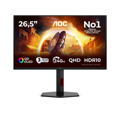 16. AOC G4 Q27G4ZDR monitor komputerowy 67,3 cm (26.5") 2560 x 1440 px Quad HD QD-OLED Czarny, Czerwony