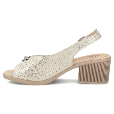 3. Skórzane sandały damskie na klocku złote Filippo DS7645