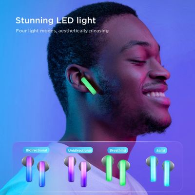 9. Słuchawki bezprzewodowe TWS Joyroom JR-TC1 IceLens Series ze światłami LED - czarne