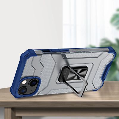 7. Crystal Ring Case pancerne hybrydowe etui pokrowiec + magnetyczny uchwyt iPhone 13 mini niebieski