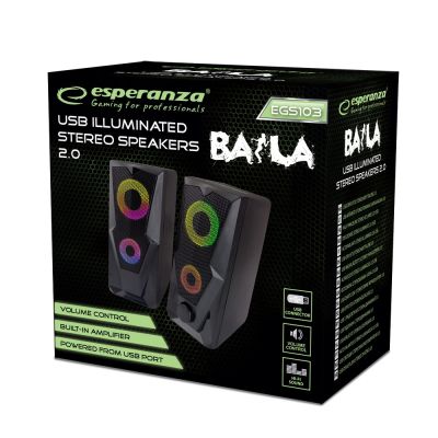 10. ESPERANZA GŁOŚNIKI 2.0 USB LED RAINBOW BAILA EGS103