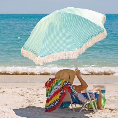 6. PARASOL PLAŻOWO OGRODOWY Z FRĘDZLAMI 174CM ZIELONY