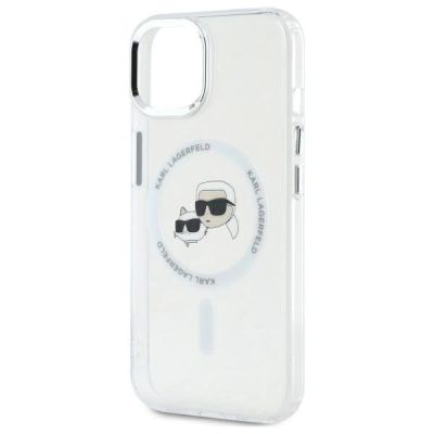 6. Etui Karl Lagerfeld IML Metal Karl&Choupette Head MagSafe na iPhone 14 - białe