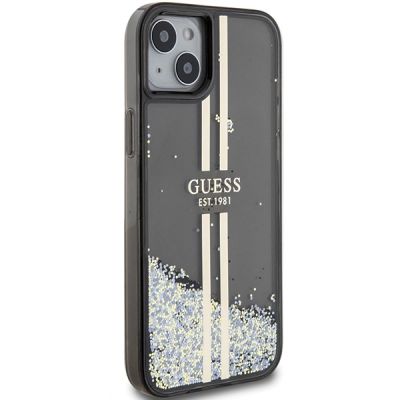 4. Etui Guess Liquid Glitter Gold Stripes na iPhone 15 Plus / 14 Plus - czarne