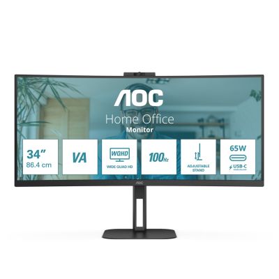 AOC V5 CU34V5CW/BK LED display 86,4 cm (34") 3440 x 1440 px Wide Quad HD Czarny