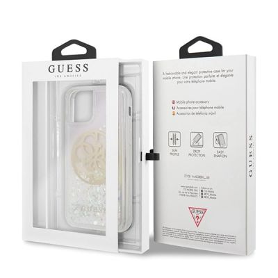 7. Etui Guess Gradient Liquid Glitter Circle Logo na iPhone 11 Pro - przezroczyste