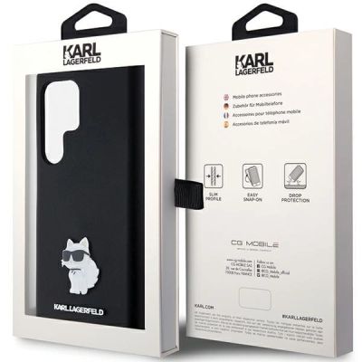 8. Etui Karl Lagerfeld Silicone Choupette Metal Pin na Samsung Galaxy S23 Ultra - czarne