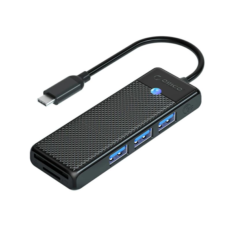 Hub USB Orico PAPW3AT-C3 4-portowy 3x USB-A 3.0 z czytnikiem kart microSD/SD 1 m - czarny