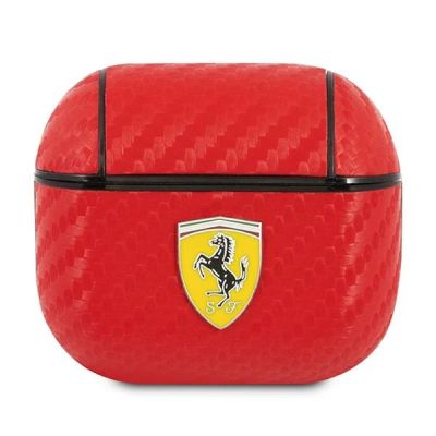 Etui Ferrari On Track PU Carbon na AirPods 3 - czerwone