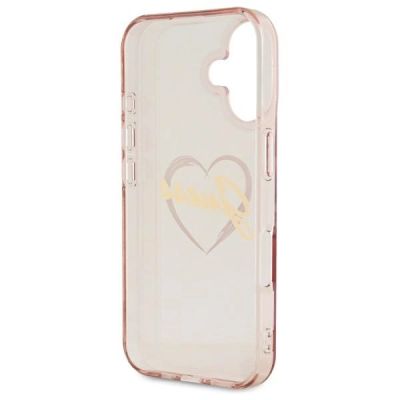 7. Etui Guess IML Heart na iPhone 16 - różowe