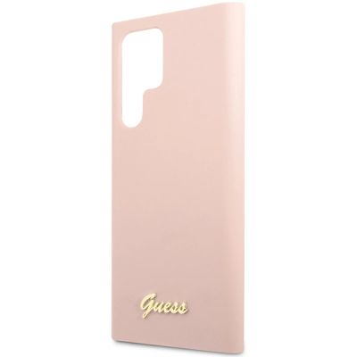 6. Etui Guess Silicone Script Metal Logo na Samsung Galaxy S23 Ultra - różowe