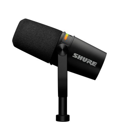 4. Shure MV7+-K-BNDL - Mikrofon lektorski/wokalny ze złączem XLR/USB-C Czarny + statyw biurkowy GATOR