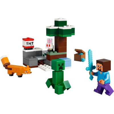 3. LEGO Minecraft 21583 Przygoda Steve’a w tajdze