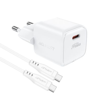 4. Ładowarka sieciowa Acefast A73 Mini PD 20W GaN + kabel USB-C - biała
