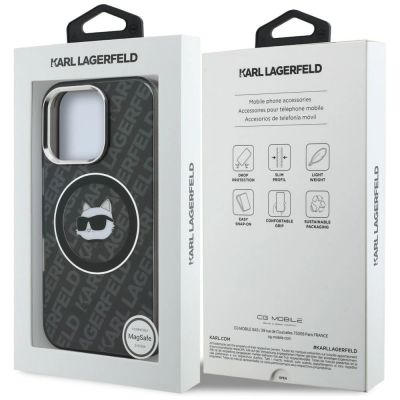 8. Etui Karl Lagerfeld IML Choupette Head Logo MagSafe na iPhone 16 Pro Max - czarne
