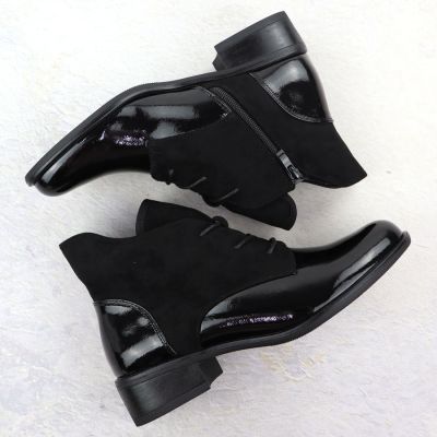 4. Botki damskie ocieplane lakierowane czarne Jezzi ASA198-15