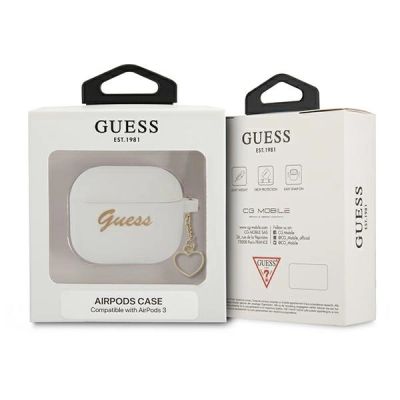 3. Etui Guess Silicone Charm Heart Collection na AirPods 3 - białe