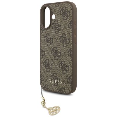 5. Etui Guess 4G Charms Collection MagSafe na iPhone 17 - brązowe