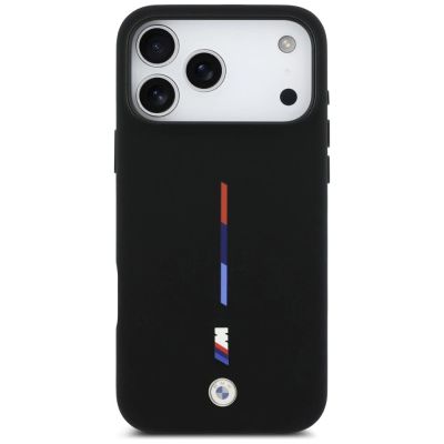 3. Etui BMW M Silicon Tricolor Line MagSafe na iPhone 17 Pro Max - czarne