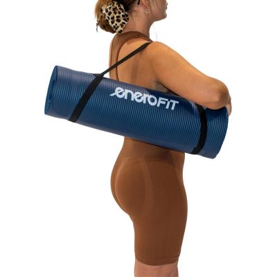 6. MATA FITNESS NBR ANTYPOŚLIZGOWA 183x60x1CM NIEBIESKA + POKROWIEC ENERO FIT